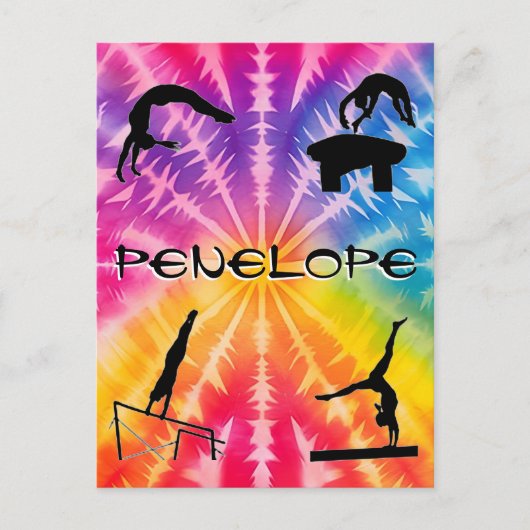 Meisjes Gymnastiek Rainbow Stropdas-Dye Briefkaart (Voorkant)