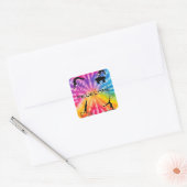 Meisjes Gymnastiek Rainbow Stropdas-Dye Vierkante Sticker (Envelop)