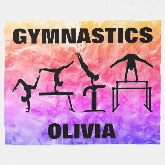Meisjes Gymnastiek Rainbow Swirls Fleece Blanket (Voorkant (Horizontaal))