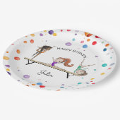 Meisjes Gymnastiek Regenboog Ballonnen Verjaardags Papieren Bordje (Gekanteld)