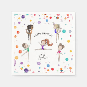 Meisjes Gymnastiek Regenboog Ballonnen Verjaardags Servet
