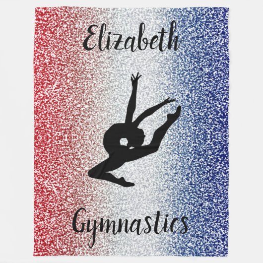 Meisjes Gymnastiek Rood, Wit en Blauw Gepersonalis Fleece Deken (Voorkant)