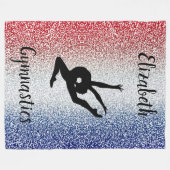 Meisjes Gymnastiek Rood, Wit en Blauw Gepersonalis Fleece Deken (Voorkant (Horizontaal))