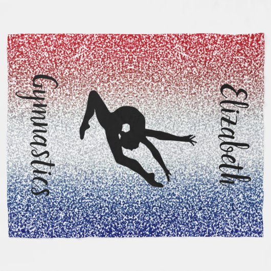 Meisjes Gymnastiek Rood, Wit en Blauw Gepersonalis Fleece Deken (Voorkant (Horizontaal))