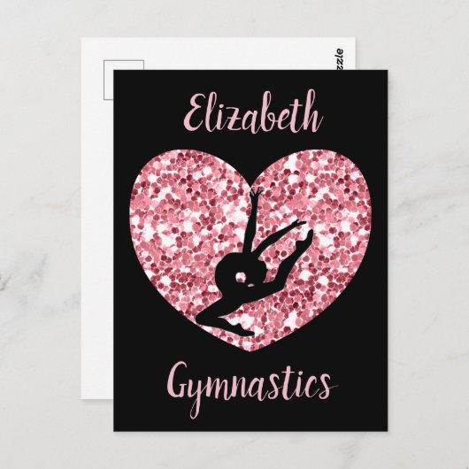 Meisjes Gymnastiek Roos Goud Gepersonaliseerd Briefkaart (Voorkant / Achterkant)