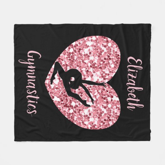 Meisjes Gymnastiek Roos Goud Gepersonaliseerd Fleece Deken (Voorkant (Horizontaal))