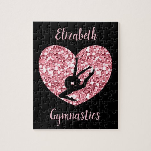 Meisjes Gymnastiek Roos Goud Gepersonaliseerd Legpuzzel (Verticaal)