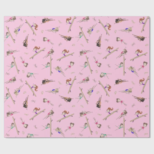 Meisjes Gymnastiek Roze Paarse Regenboog Patroon W Cadeaupapier (Vlak)