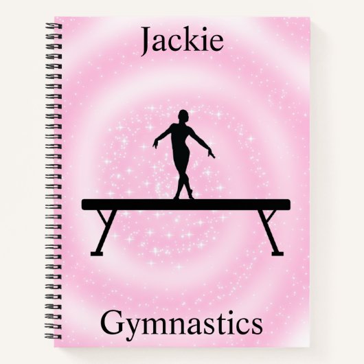 Meisjes Gymnastiek Roze Sparkle Swirl Notitieboek (Voorkant)