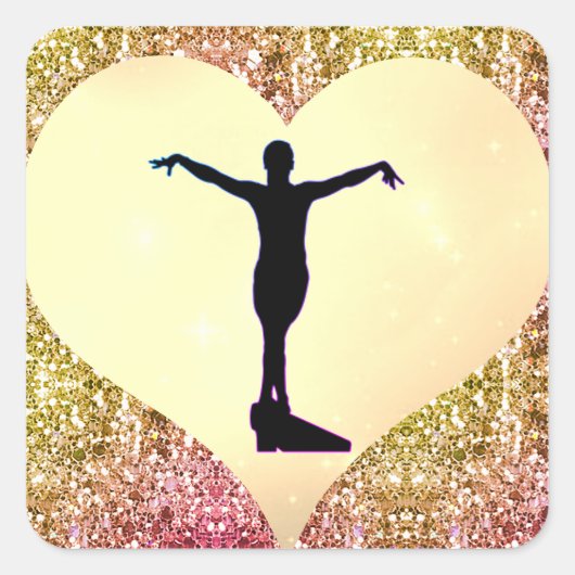 Meisjes Gymnastiek Rustic Glam Sparkle Vierkante Sticker (Voorkant)