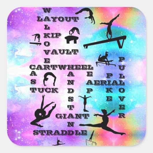 Meisjes Gymnastiek Skills Crosswords Stickers (Voorkant)