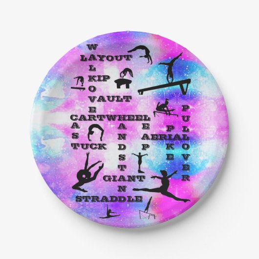 Meisjes Gymnastiek Skills Kruiswoorden (8) Papiere Papieren Bordje (Voorkant)