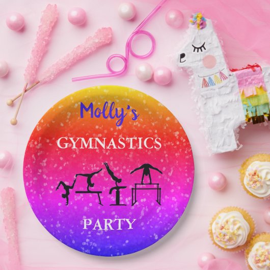 Meisjes gymnastiek Sparkle Birthday Party Custom Papieren Bordje (Feest)