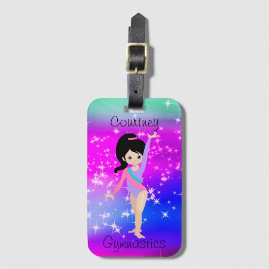 Meisjes Gymnastiek Sparkle Gymnast in Leotard Bagagelabel (Voorkant (verticaal))