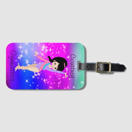 Meisjes Gymnastiek Sparkle Gymnast in Leotard Bagagelabel (Voorkant (horizontaal))