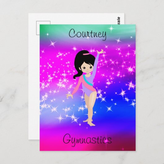 Meisjes Gymnastiek Sparkle Gymnast in Leotard Briefkaart (Voorkant / Achterkant)