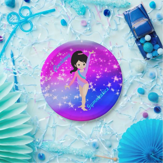 Meisjes Gymnastiek Sparkle Gymnast in Leotard Papieren Bordje (Feest)