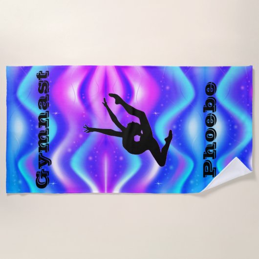 Meisjes Gymnastiek Strand Handdoek met Haar Naam! (Voorkant)
