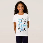 Meisjes Gymnastiek Vaardigheden Blauw Kruiswoorden T-shirt (Voorkant volledig)