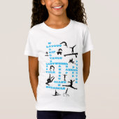 Meisjes Gymnastiek Vaardigheden Blauw Kruiswoorden T-shirt (Voorkant)