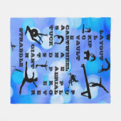 Meisjes Gymnastiek Vaardigheden Crosswords Blue Fleece Deken (Voorkant (Horizontaal))