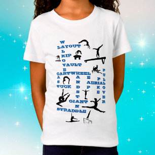 Meisjes gymnastiek vaardigheden donkere blauwe kru t-shirt