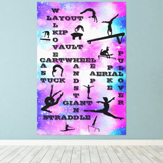 Meisjes gymnastiek Vaardigheden groot canvas art 4 (Insitu (Houten vloer))