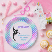 Meisjes Gymnastiek Verjaardag  Pastel Plaid Papieren Bordje (Feest)