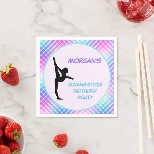 Meisjes Gymnastiek Verjaardag  Pastel Plaid Servet (Insitu)