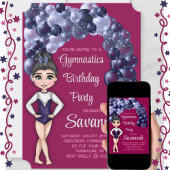Meisjes Gymnastiek Verjaardagsfeestje Blauw en Mag Kaart