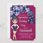 Meisjes Gymnastiek Verjaardagsfeestje Blauw en Mag Kaart (Voorkant)