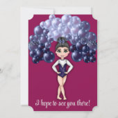 Meisjes Gymnastiek Verjaardagsfeestje Blauw en Mag Kaart (Achterkant)