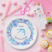 Meisjes Gymnastiek Waterverf Bloemen Verjaardag Papieren Bordje (Feest)