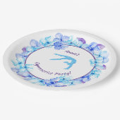 Meisjes Gymnastiek Waterverf Bloemen Verjaardag Papieren Bordje (Gekanteld)