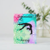 Meisjes Gymnastiek Waterverf met drijvende harten Briefkaart (Staand voorkant)