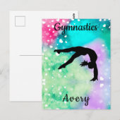 Meisjes Gymnastiek Waterverf met drijvende harten Briefkaart (Voorkant / Achterkant)