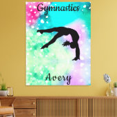 Meisjes Gymnastiek Waterverf met drijvende harten Canvas Afdruk (Insitu (Woonkamer))