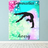 Meisjes Gymnastiek Waterverf met drijvende harten Canvas Afdruk (Insitu (Houten vloer))