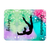 Meisjes Gymnastiek Waterverf met drijvende harten Magneet (Horizontaal)