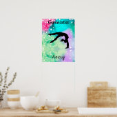 Meisjes Gymnastiek Waterverf met drijvende harten Poster (Keuken)