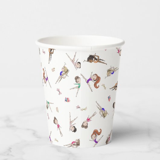 Meisjes Gymnastiek Witte Verjaardagspartij Papiere Papieren Bekers (Rechts)