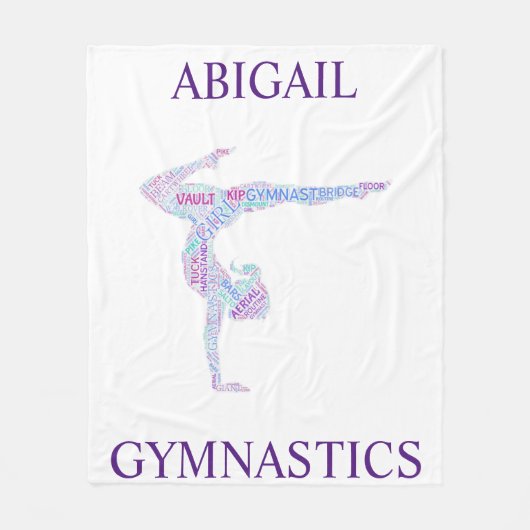 Meisjes Gymnastiek Word Art / Word Cloud Fleece Deken (Voorkant)