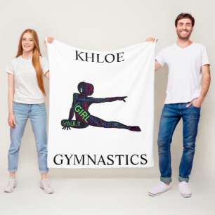 Meisjes Gymnastiek Word Art / Word Cloud Fleece Deken