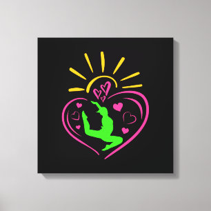 Meisjes Gymnastiek - Zomer Sunshine Hart Canvas Afdruk