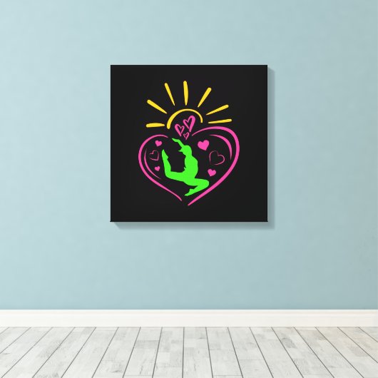 Meisjes Gymnastiek - Zomer Sunshine Hart Canvas Afdruk (Insitu (Houten vloer))