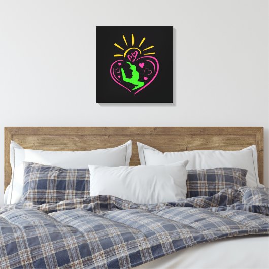 Meisjes Gymnastiek - Zomer Sunshine Hart Canvas Afdruk (Insitu (Slaapkamer))