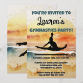 Meisjes Gymnastiek Zonsondergang Strand Verjaardag Kaart (Voorkant / Achterkant)