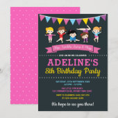 Meisjes Gymnastische Verjaardag Gym Party Roze Kri Kaart (Voorkant / Achterkant)