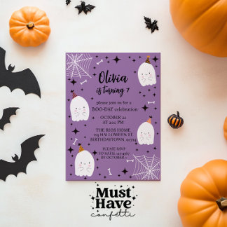 Meisjes Halloween Verjaardagsfeest Geesten Paarse Kaart
