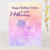 Meisjes Happy 14th Birthday Greeting Kaart (Gele Bloem)